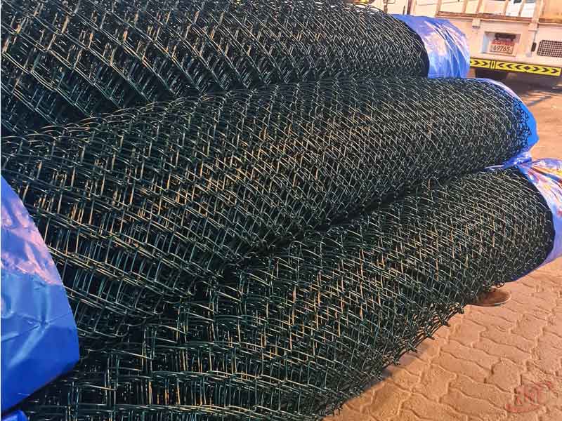 PVC mesh piled up from new delivery